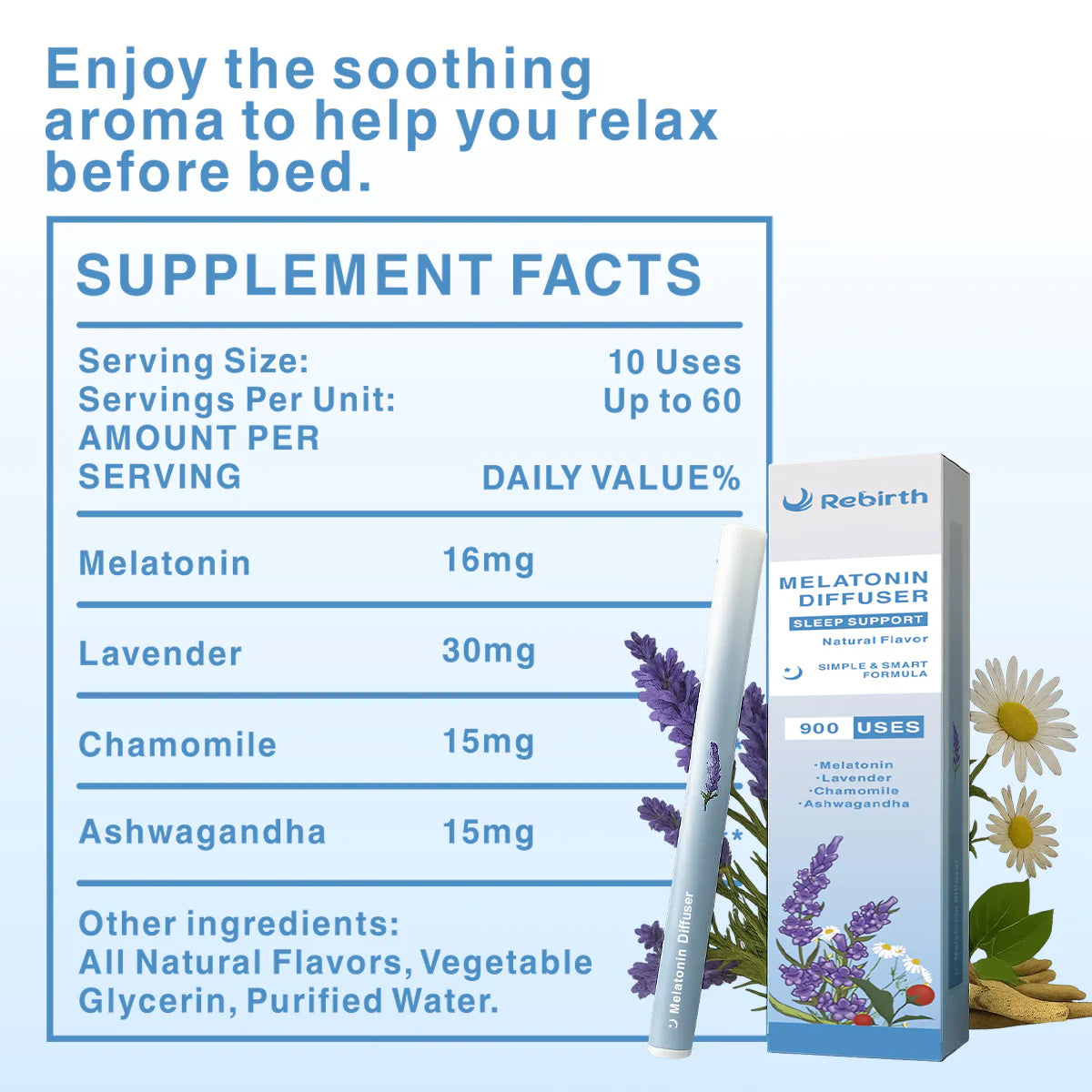 Lavender Melatonin Diffuser-900 uses